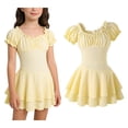 thumbnail image 1 of Girl's Dresses Short Puff Sleeve Layered A Line Flowy Dress Tween Girl Graduation Dress 11-12 Years, 1 of 9