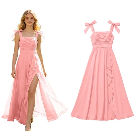 Girl's Dresses Sleeveless Tiered Ruffle Flared Flowy Dresses Pink Girls Dress 9-10 Years