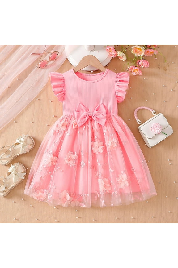 Girl's Dresses Spring Fall Long Sleeve Heart Pattern Patchwork Kids Clothing