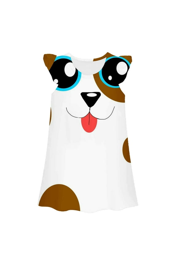 Girl's Dresses Summer Casual Sleeveless Loose Fit Home Wear Comfortable Kids Clothes