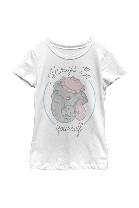 Girl's Dumbo Always Be Yourself Graphic Tee White Medium