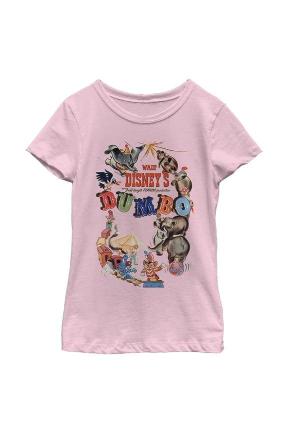 Girl's Dumbo Classic Theatrical Poster Graphic Tee Light Pink Medium