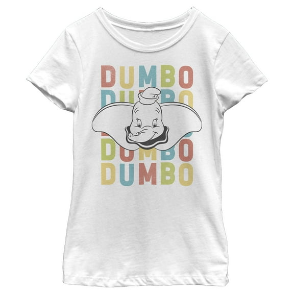 Girl's Dumbo Colorful Name Stack Graphic Tee White X Large