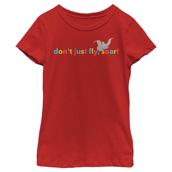Girl's Dumbo Don't Just Fly, Soar Graphic Tee Red Small