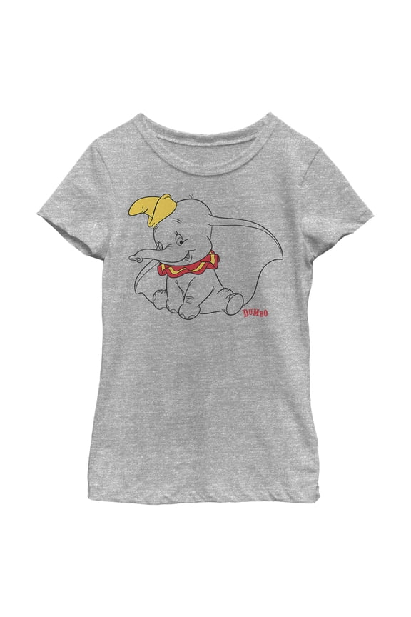 Girl's Dumbo Sitting Cutely Graphic Tee Athletic Heather X Large