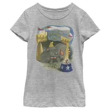 Girl's Dumbo Timothy Circus Tent Retro Portrait  Graphic Tee Athletic Heather Medium