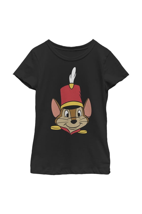 Girl's Dumbo Timothy Q. Mouse  Graphic Tee Black Medium