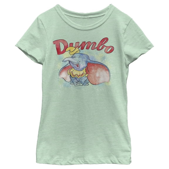 Girl's Dumbo Watercolor  Graphic Tee Mint X Large