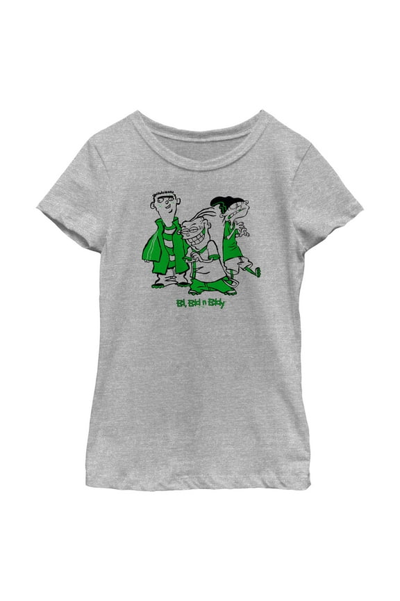 Girl's Ed, Edd n Eddy Green Characters Graphic Tee Athletic Heather Medium