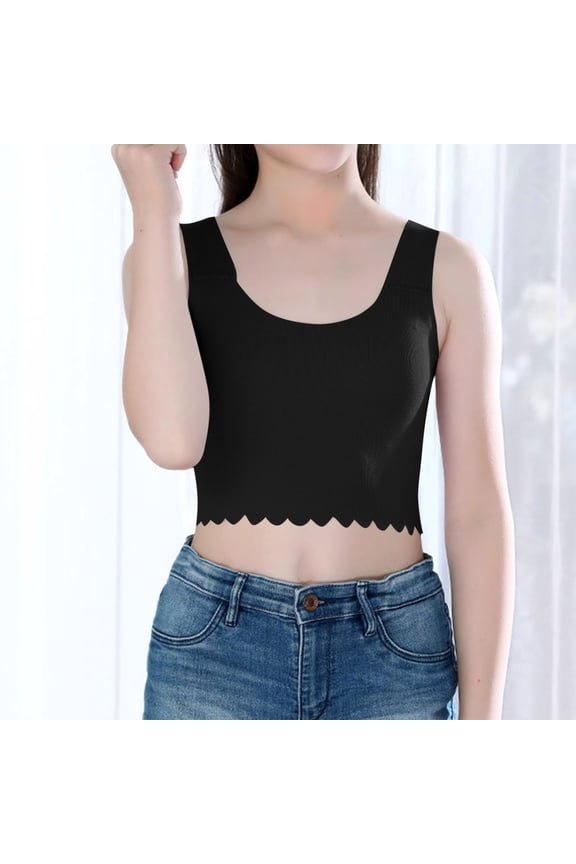 Girl's Elastic Cotton Sponge Pad Training Bra Tank Top for Development Period