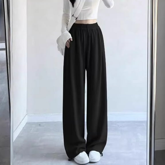 Girl's Elastic Drawstring Waist Casual Pants, Baggy Joggers Sweatpants for Tween Grils Slim Fit (Black XXXXXXXXXL)