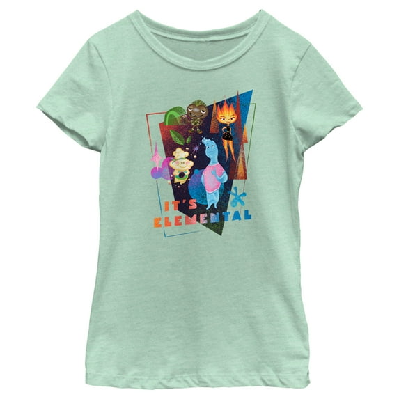 Girl's Elemental Distressed Characters It's Elemental Graphic Tee Mint X Large