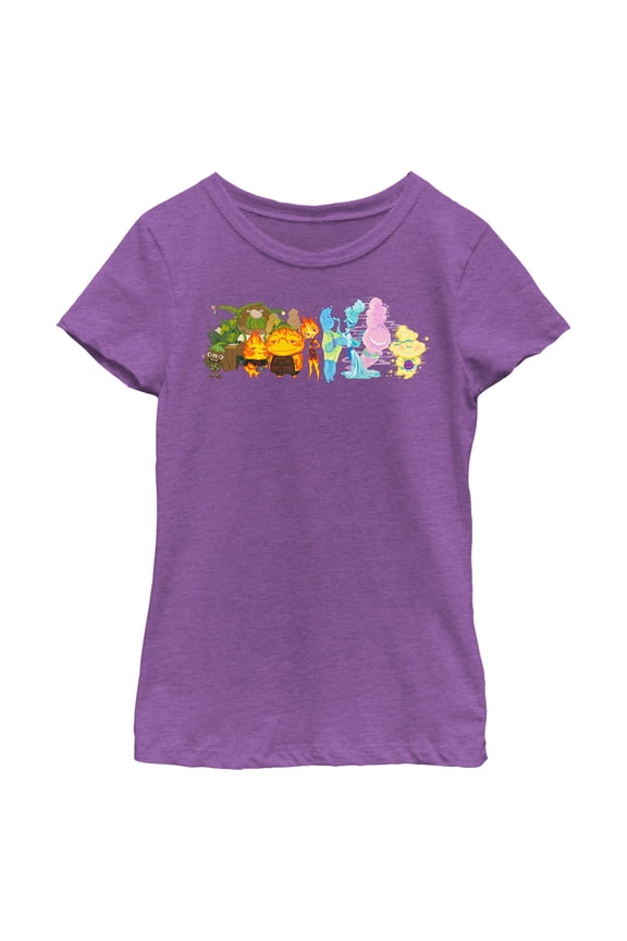 Girl's Elemental Group Portrait Graphic Tee Purple Berry X Large
