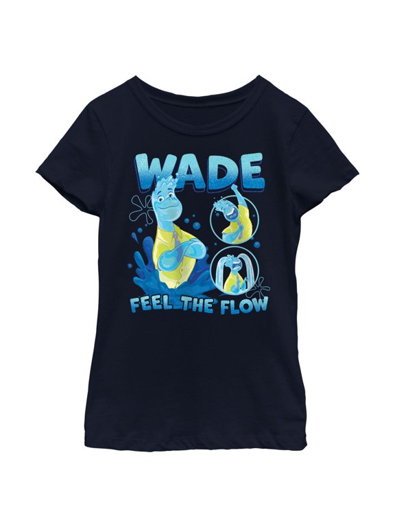 Girl's Elemental Wade Feel the Flow Poster Graphic Tee Navy Blue Small