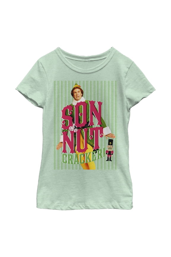 Girl's Elf Buddy Son of a Nutcracker Graphic Tee Mint Small