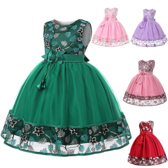 Girl's Embroidered Dress Girl's Evening Lace Princess Dress Flower Girl Mesh Fluffy Dress