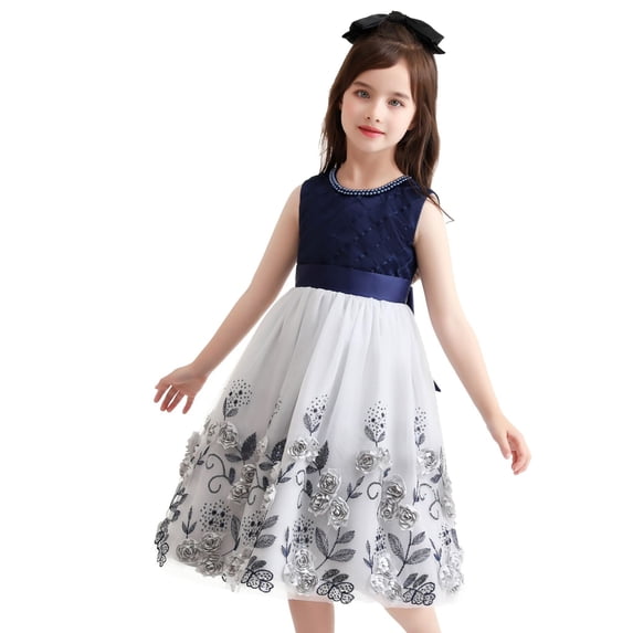 Girl's Embroidered Dress Girl's Evening Lace Princess Dress Flower Girl Mesh Fluffy Dress
