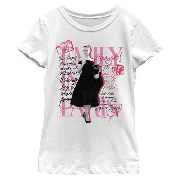 Girl's Emily in Paris Doodle Photo Graphic Tee White Large