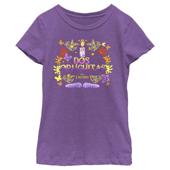 Girl's Encanto Dos Oruguitas Two Caterpillars  Graphic Tee Purple Berry Large