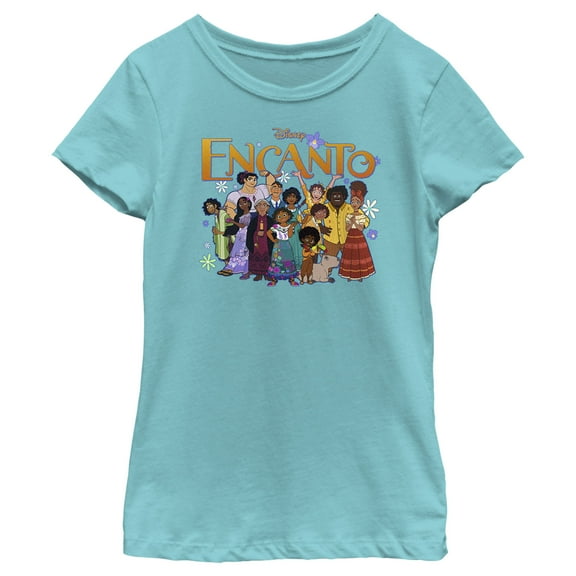 Girl's Encanto Family Portrait  Graphic Tee Tahiti Blue Large