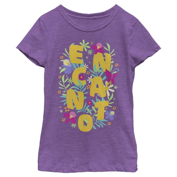 Girl's Encanto Floral Logo Graphic Tee Purple Berry Large