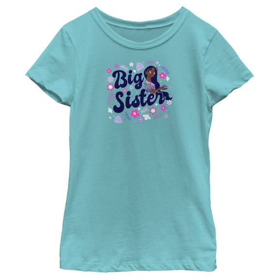 Girl's Encanto Isabela Big Sister with Flower  Graphic Tee Tahiti Blue X Large
