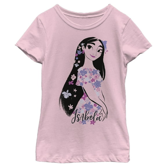 Girl's Encanto Isabela Portrait Magical Floral Powers  Graphic Tee Light Pink Large