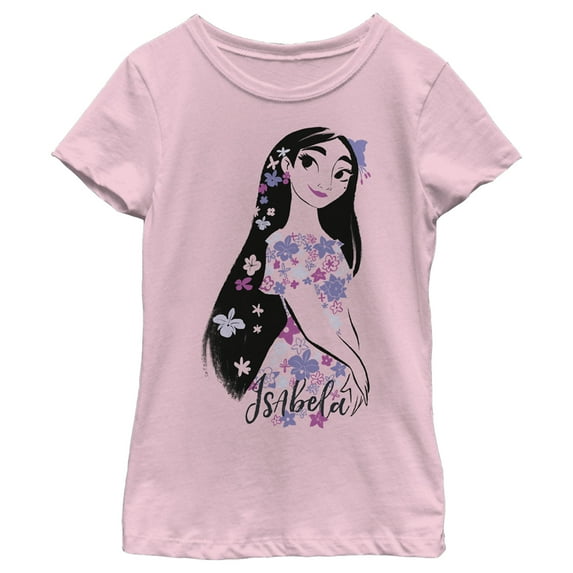 Girl's Encanto Isabela Portrait Magical Floral Powers Graphic Tee Light Pink Small
