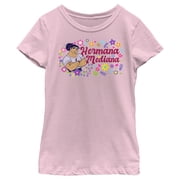Girls Encanto Luisa Hermana Mediana with Flower Graphic Tee Light Pink Medium