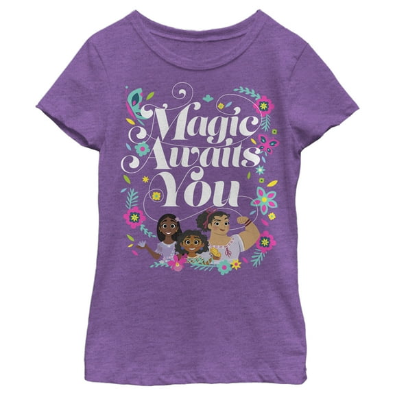 Girl's Encanto Magic Awaits You  Graphic Tee Purple Berry Large