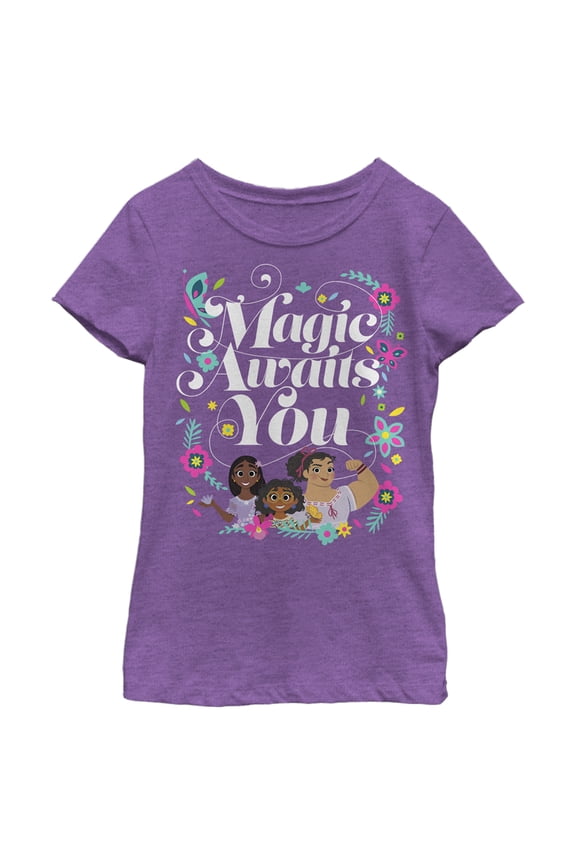 Girl's Encanto Magic Awaits You Graphic Tee Purple Berry Medium