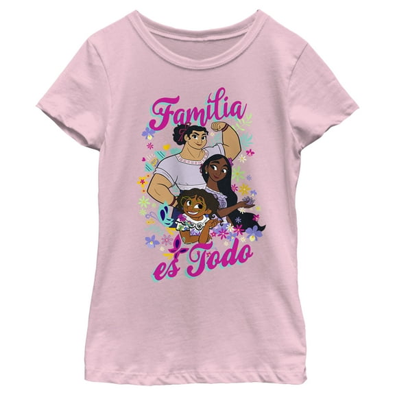 Girl's Encanto Mirabel, Luisa and Isabela Familia es Todo Graphic Tee Light Pink X Large
