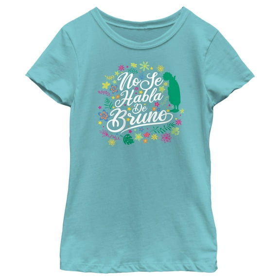 Girl's Encanto No Se Habla De Bruno Tropical Leaves  Graphic Tee Tahiti Blue Large