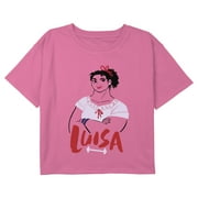 Girls Encanto Strong Luisa Smiling Graphic Cropped T-Shirt Light Pink Medium