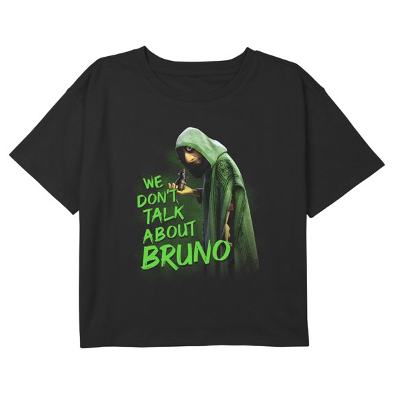 Girl's Encanto We Don't Talk About Bruno Portrait Graphic Cropped T-Shirt Black Large