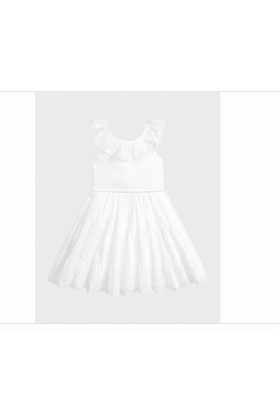 Girl's Eyelet Trim Day Dress, Size 2-6X