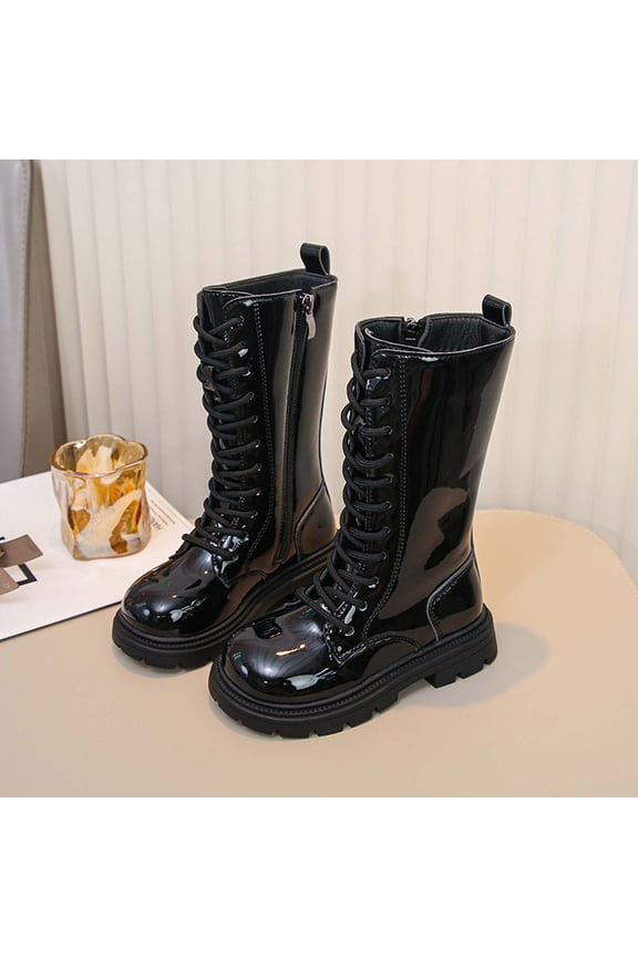 Girl's Fall And Winter Fashion Bow Knot Long Barrel Leather Little Girll's Mid Calf Boots Fleece-lined For Warmth Fashionable Princess Boots zapatos de niƱas