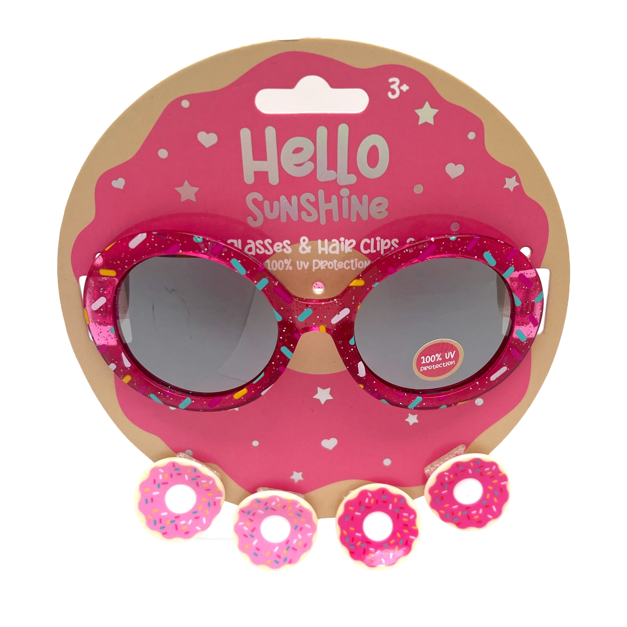 Pan Oceanic Fashion Donut Sunglasses and Hair Clips 5-Piece Set for Girls