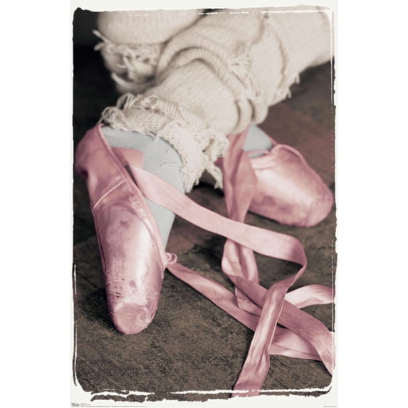 Girl's Feet in Pink Ballet Slippers Wall Poster, 14.725" x 22.375"