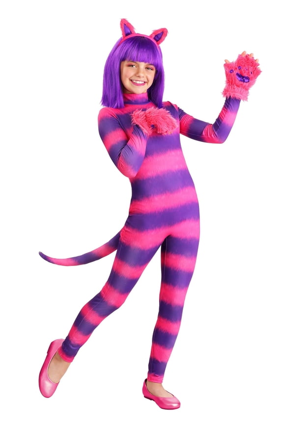Girl's Feisty Cheshire Cat Bodysuit Costume