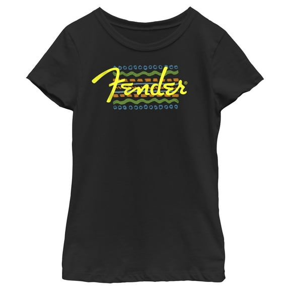 Girl's Fender Colorful Logo Graphic Tee Black Medium