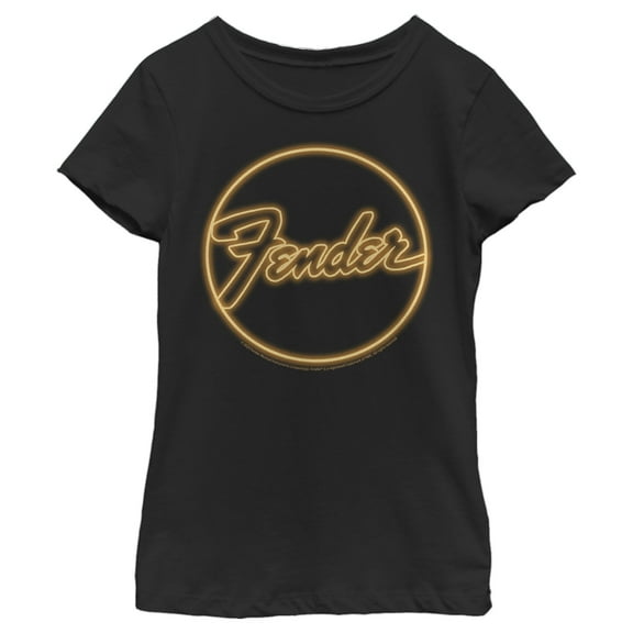 Girl's Fender Neon Logo  Graphic Tee Black Medium