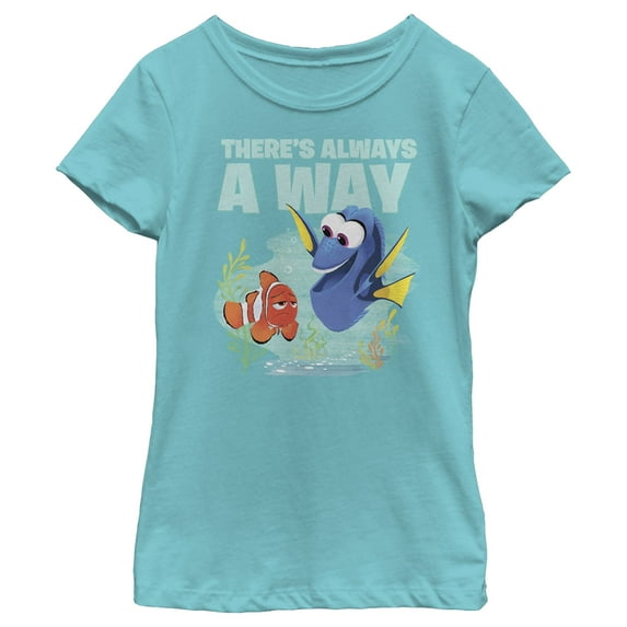 Girl's Finding Dory Always A Way Graphic Tee Tahiti Blue X Small