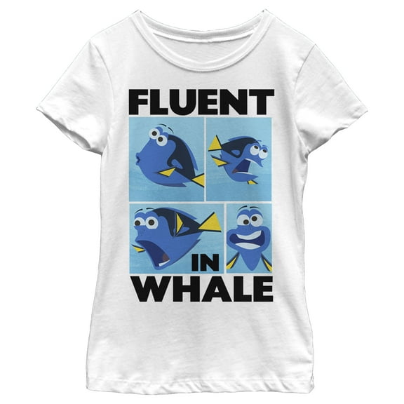 Girl's Finding Dory Fluent in Whale  Graphic Tee White X Large