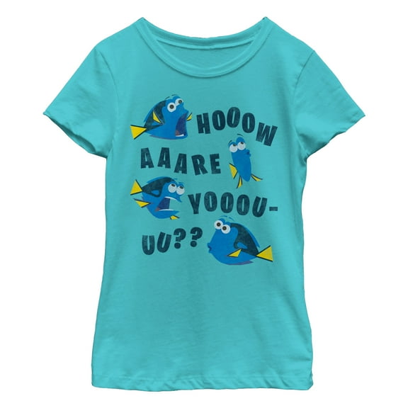 Girl's Finding Dory Whale How Are You Graphic Tee Tahiti Blue X Large
