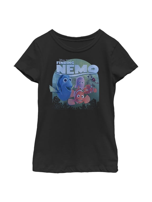 Girl's Finding Nemo Group Picture Graphic Tee Black Medium
