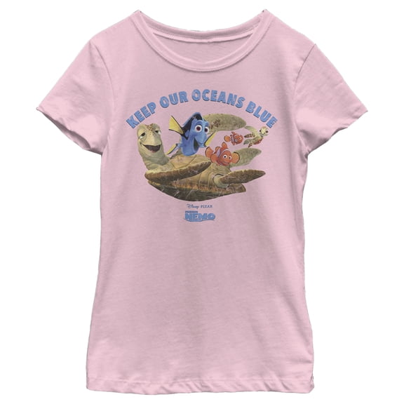 Girl's Finding Nemo Keep Our Oceans Blue Graphic Tee Light Pink Medium