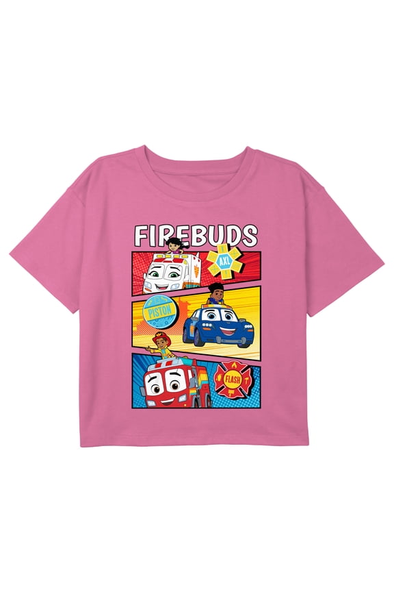 Girl's Firebuds Comic Panels Buds Graphic Cropped T-Shirt Light Pink X Large