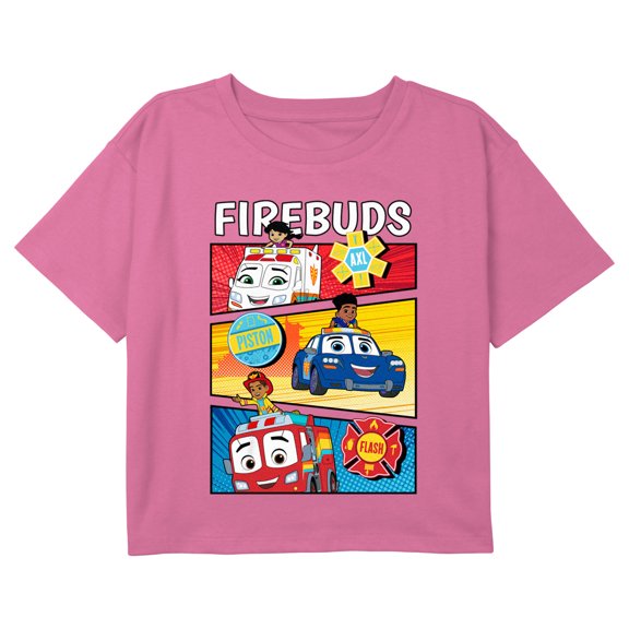 Girl's Firebuds Comic Panels Buds Graphic Cropped T-Shirt Light Pink X Small