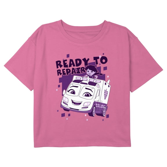 Girl's Firebuds Violet Ready to Repair Graphic Cropped T-Shirt Light Pink Medium